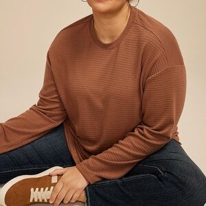 NWT 24/7 by Maurice’s Ribbed Knit Long Sleeve Top in Warm Brown women’s size XL.